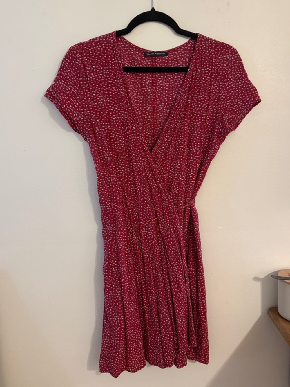 Brandy Melville Red Floral Wrap-Style Mini Dress